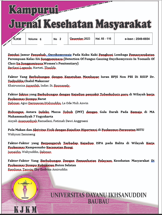 					View Vol. 6 No. 2 (2023): Kampurui Jurnal Kesehatan Masyarakat (KJKM) The Journal of Public Health
				
