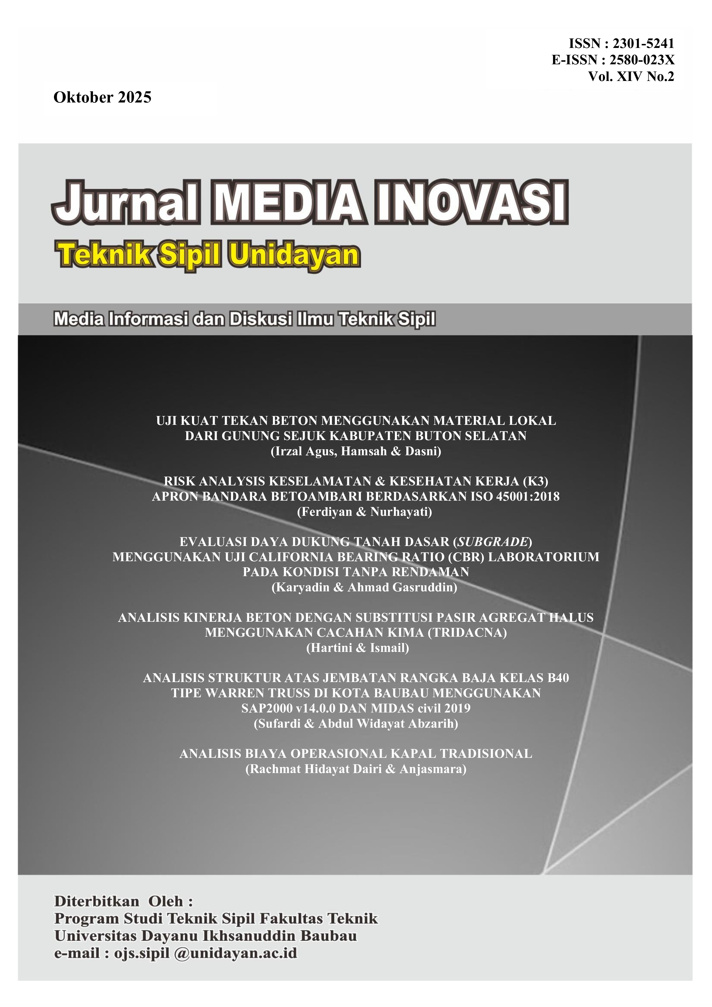 					View Vol. 14 No. 2 (2025): Jurnal Media Inovasi Teknik Sipil Unidayan
				